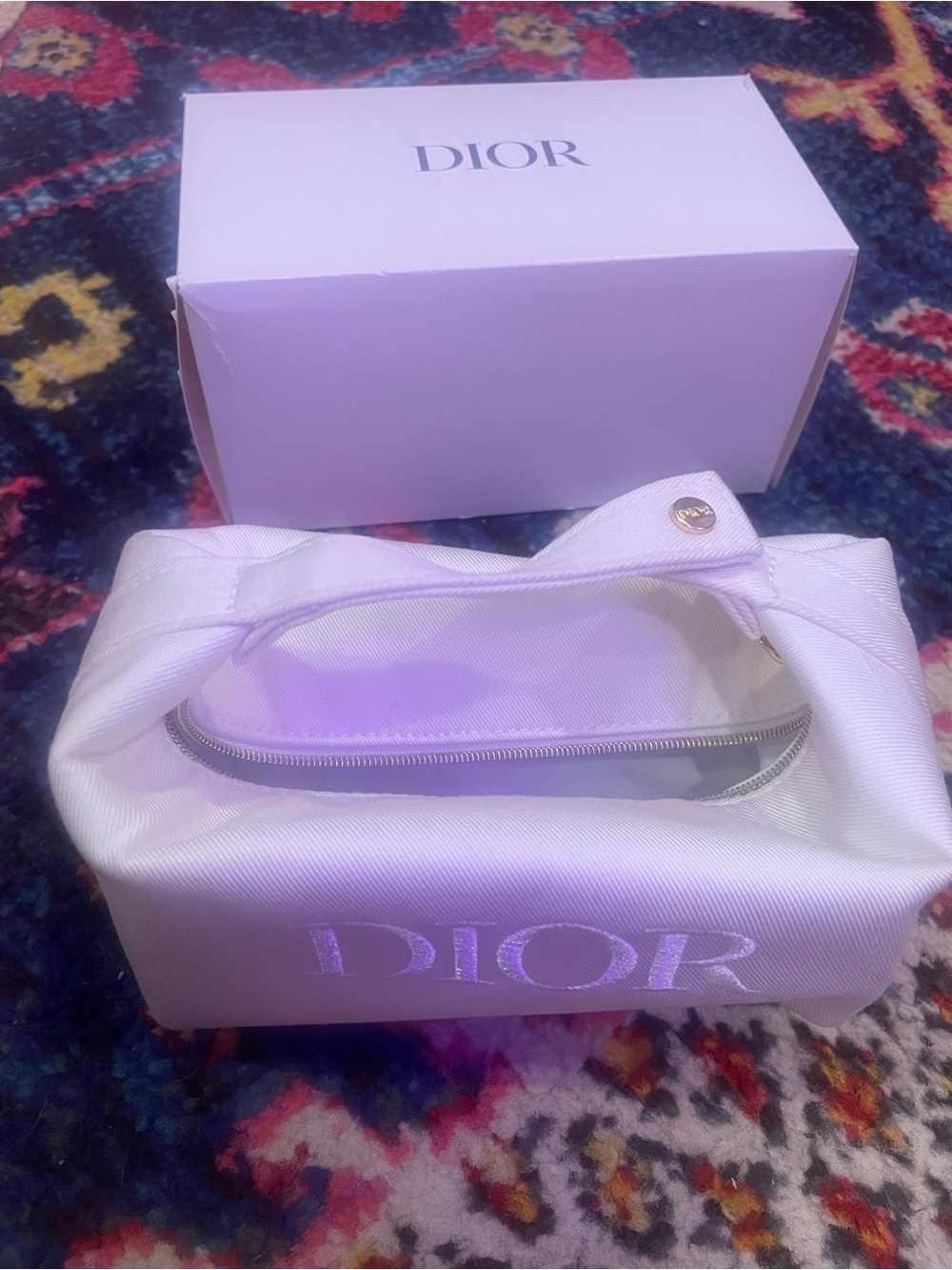 Dior White Trousse Cosmetic Pouch and Box